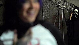 Ghost Face catches gothic girl for rough sex