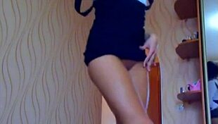 Beautiful cam girl teases in sexy skirt on webcam