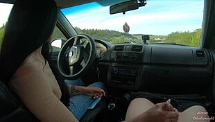 Public Road Car Handjob with My Hot Girlfriend