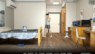 maid with bound tits and small 18+ nipples gets handjob from horny friend