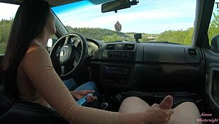 Public Road Car Handjob with My Hot Girlfriend