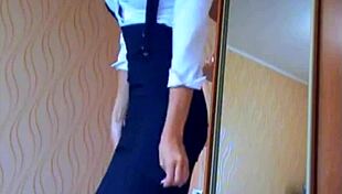 Beautiful cam girl teases in sexy skirt on webcam