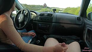 Public Road Car Handjob with My Hot Girlfriend