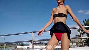 Latina Feels Thrill Dancing Topless Outdoors