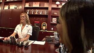 Horny lesbians India Summer, Tanya Tate, and Stevie Reyes engage in muff diving and toy play at party