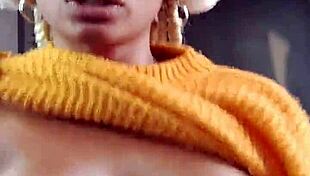 beautiful hairy woman playing with dildo