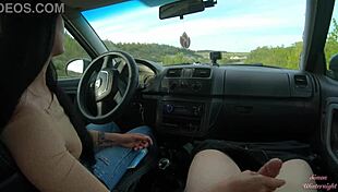 Public Road Car Handjob with My Hot Girlfriend