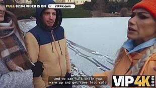 met this innocent couple by the lake and showed the girl a wild threesome with big cock pov cheating 😏