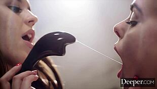 deeper catalina shares her girlfriend paris in a hot threesome with bent over, muff diving, missionary, spooning, and riding