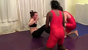 veve lane wrestles in tight spandex, dominating the match