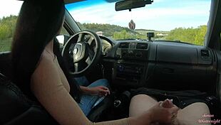 Public Road Car Handjob with My Hot Girlfriend