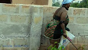 The mad BBW is picking dirt and getting fucked by a lonely guy