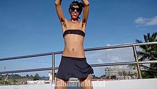 Latina Feels Thrill Dancing Topless Outdoors