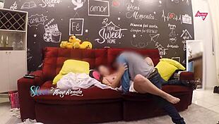 hot wife thay ksada lets delivery man fuck her on sofa