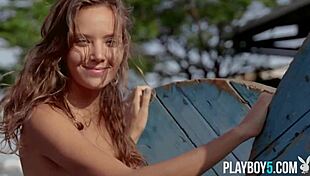 petite russian milf strips naked outdoors revealing her perfect natural body