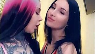 naughty girls are kissing and licking pussies with buttplugs