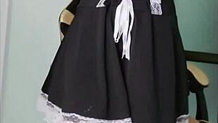Wow, Ninew Thai fingers herself in hot maid cosplay action! 😍