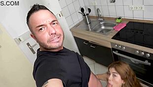 i give my first sloppy blowjob as skinny german latina teen