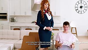 Red Head Flight Attendant Step Mom HELPS STEPSON JOIN MILE HIGH CLUB - Lauren Phillips, Josh Rivers!