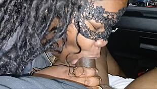 Does throat goat give sloppy blowjob in truck?