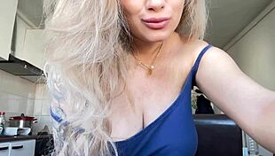 Blonde Babe Sucks Her Big Dildo in Close-Up View