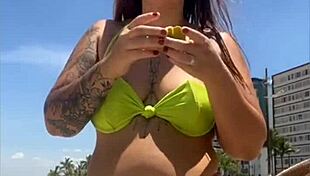 hey babe, check out this casada flashing her bikini stuffed tight at the beach!