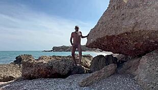 Accidental Beach Sex with Milf Masturbating Cock