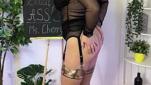 Beautiful Curvy Woman In See-Through Nylon, Showing Off Big Ass And Glasses