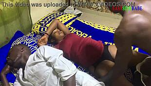 Young 18+ Girl Fucked in Threesome on Family Bed with Husband and Brother