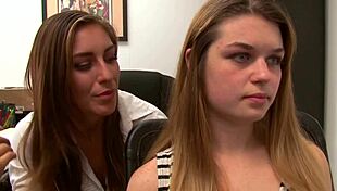 Two women engage in passionate lesbian sex at the office