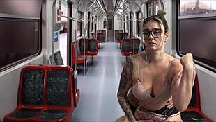 Inside The Public Train In The Capital, I Hooked Up And Fucked The Hot Secretary Coming From Her Work With Natural Tits And Big Cock