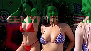 Hot Sorority Ritual! Roxie and Gigi Share Hard Cock!