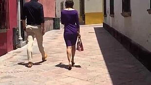 this rich cougar's ass is getting spied on in a voyeur scene