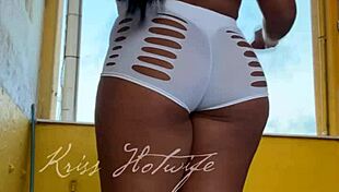 naughty wife flaunts short shorts to gym friend in public