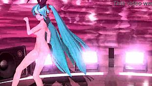 Feeling exposed as Hatsune Miku in full nude bunny costume, embracing my goddess body with big tits and ass