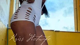 naughty wife flaunts short shorts to gym friend in public