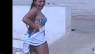 Filming my beautiful Brazilian friend as she rips clothes for lesbian striptease.