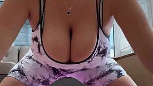 Doing yoga big natural saggy tits hard nipples
