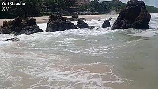 Yuri gaucho couple paradise hot wife shows everything on nudist beach, guys go crazy