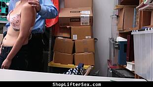 Female suspect bent over in office for rough hardcore immunity deal at Shopliftersex