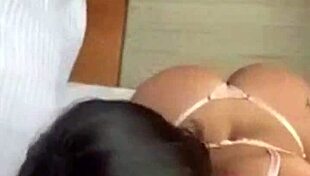 Amateur wife in lingerie fucks tight teen pussy while cuckold watches.