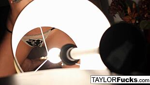 Brunette pornstar Taylor Vixen masturbates pussy in hotel room, nude with big tits