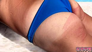 Beach Masturbation With Handjob And Ejaculation In Secret School Swimsuit