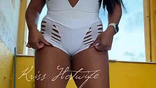 naughty wife flaunts short shorts to gym friend in public