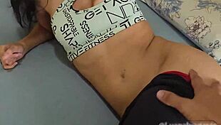 back from yoga, boyfriend's hard fuck with big cock