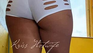 naughty wife flaunts short shorts to gym friend in public