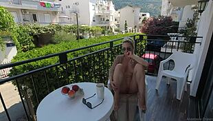i flash my bare pussy on the public balcony for all to see