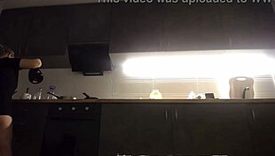 cooking and masturbate on the kitchen with dildo in wet pussy