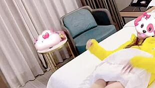 Vietnamese Teen Masturbates Wet Pussy with Handjob in the Air