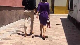 this rich cougar's ass is getting spied on in a voyeur scene